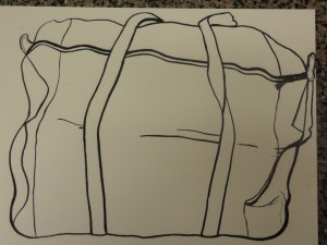 Duffel Bag/Contour Lines — Created using charcoal