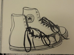 Converse/Contour Lines — Created using charcoal
