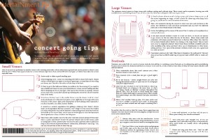 Concert Going Tips magazine spread — Created for niNe. magazine