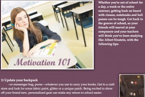 Motivation 101 web page — Created for niNe. magazine